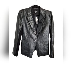 DKNY Black Lamb Skin Leather Jacket Nwt Size 4